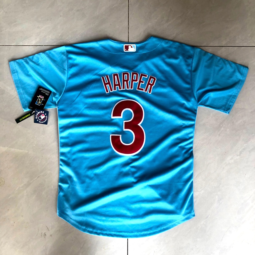 NWT mens & youth 3 Bryce Harper Light Blue Stitched Jersey - Picture 1 of 4